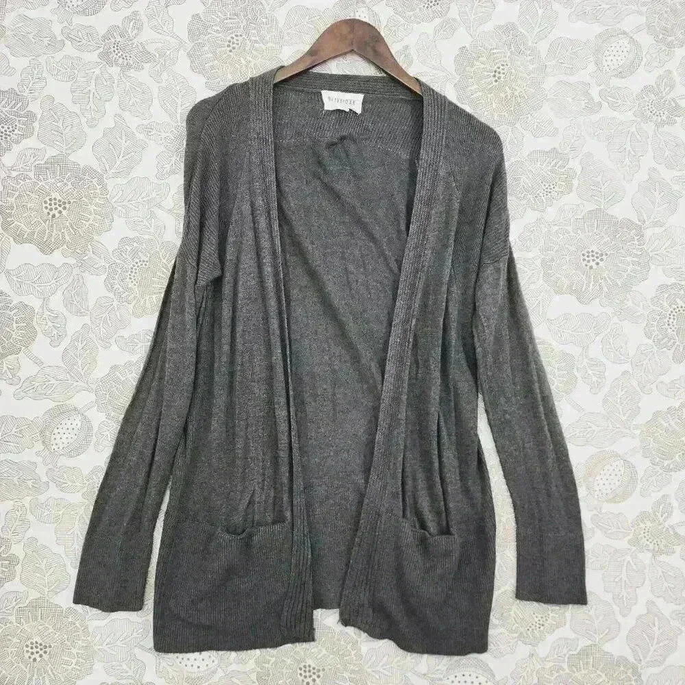 Olive & Oak Womens Charcoal Gray Open Front Cardigan Sweater Medium